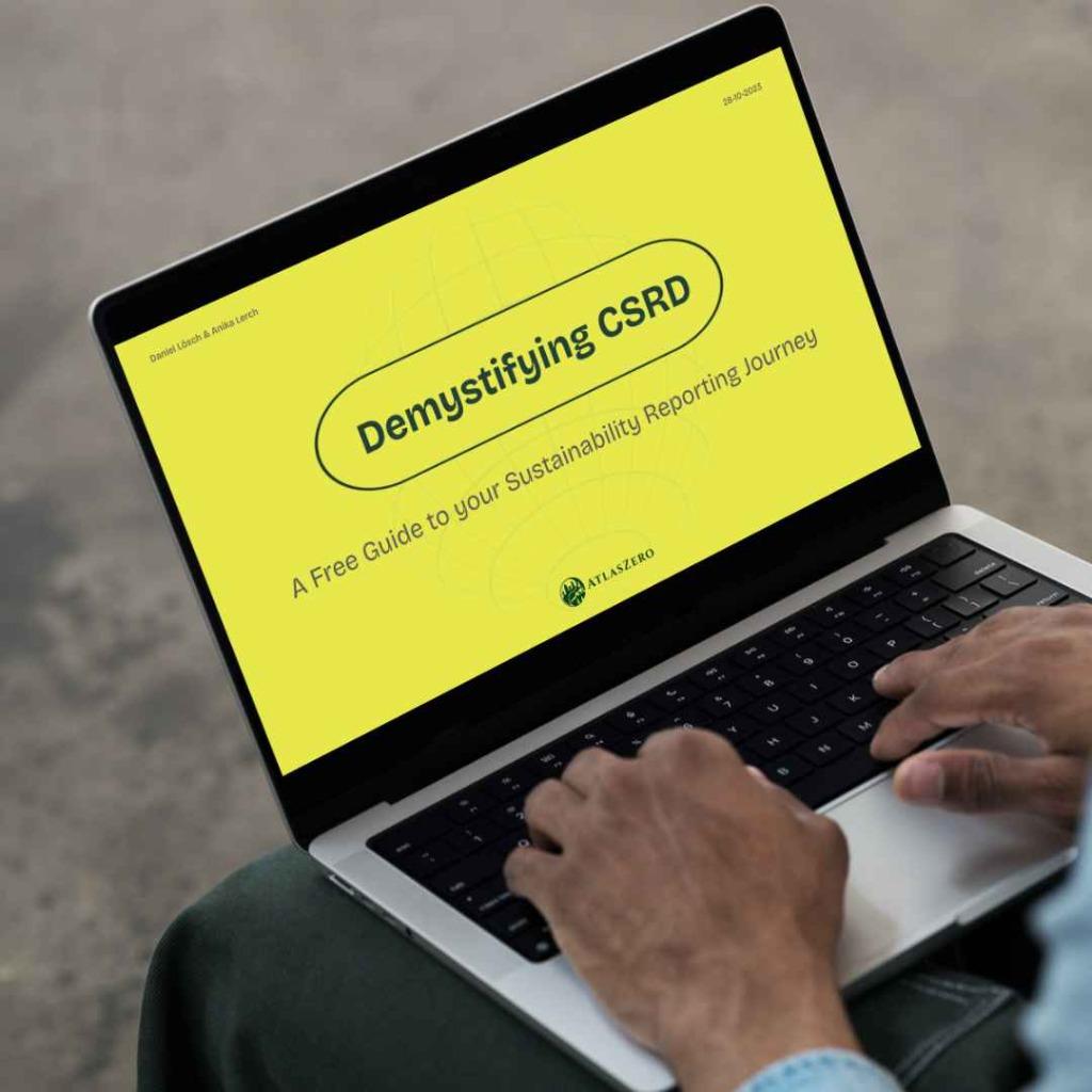 Laptop showing sustainability presentation